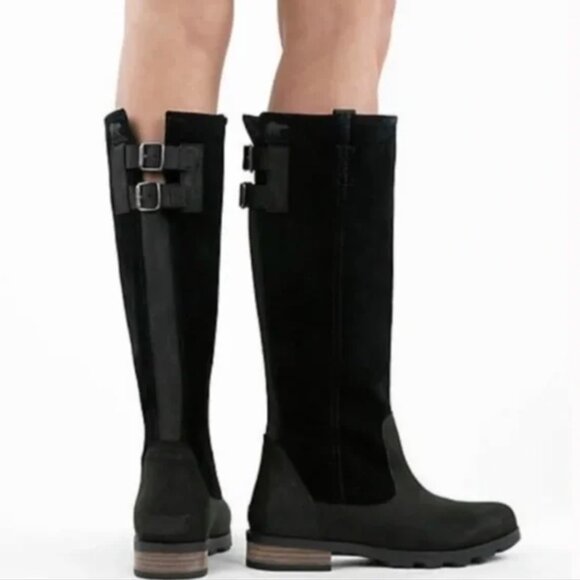 Sorel Shoes - SOREL Emilie Tall Black Suede Leather Riding Boots